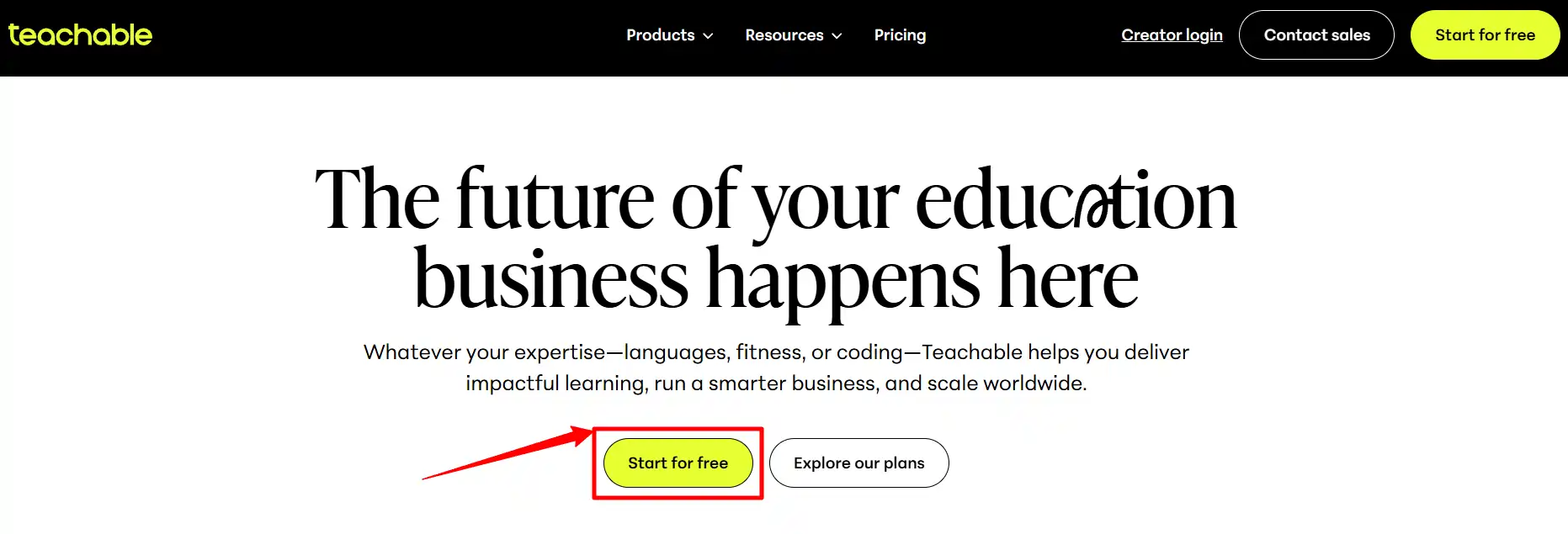 Click on Teachable Free Trial