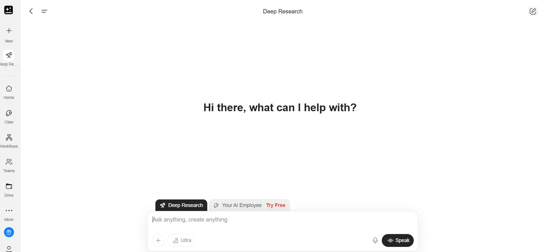 Genspark Deep Research Mode