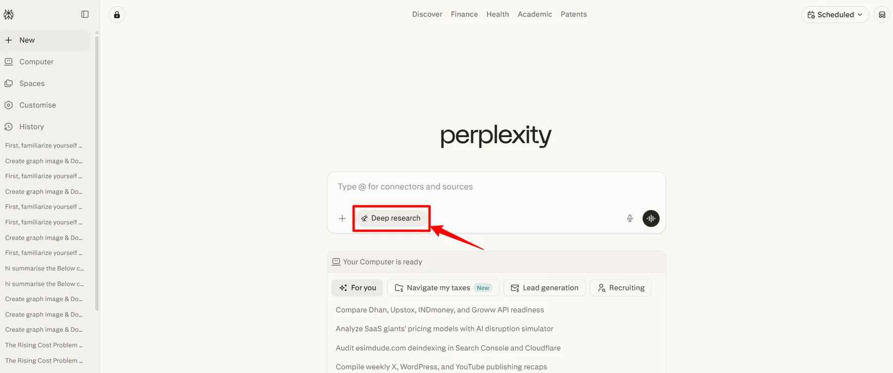 Perplexity AI Deep Research Mode