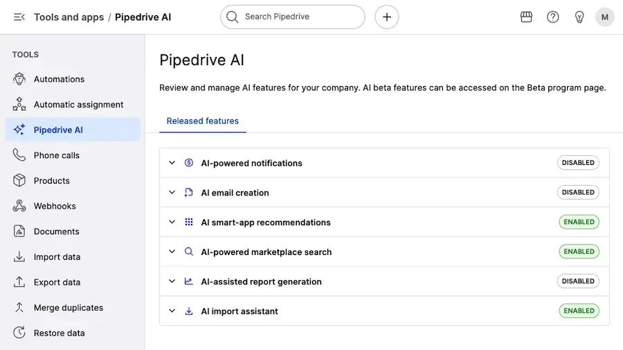 Pipedrive AI Features