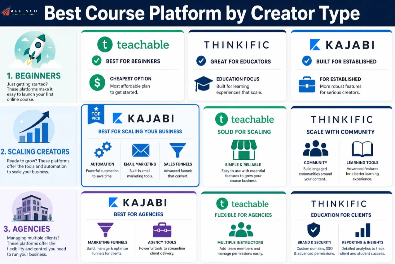 Best Course Platform by Creator Type