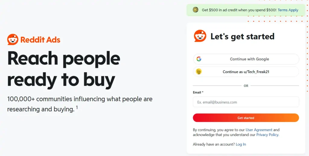 Reddit Ads Sign-up