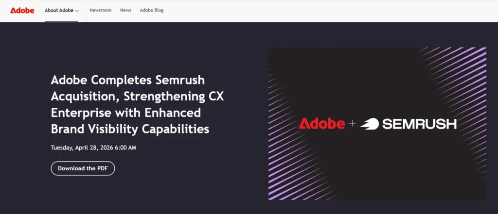 Adobe Semrush AI search dashboard