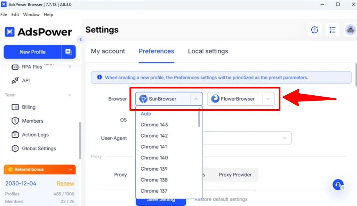 AdsPower Browser Engines