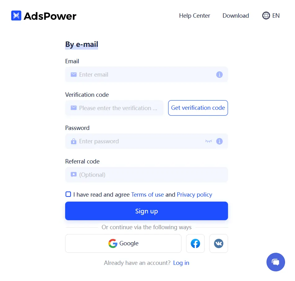 AdsPower Registration