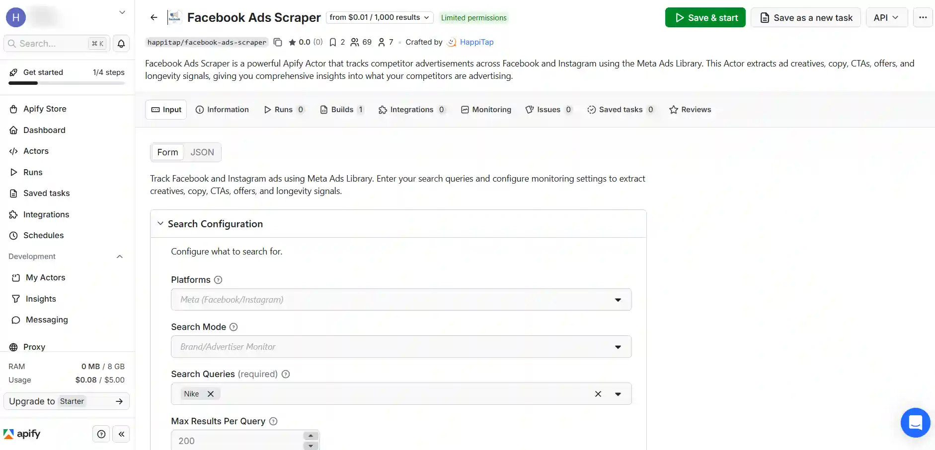 Apify Facebook Ads Scraper
