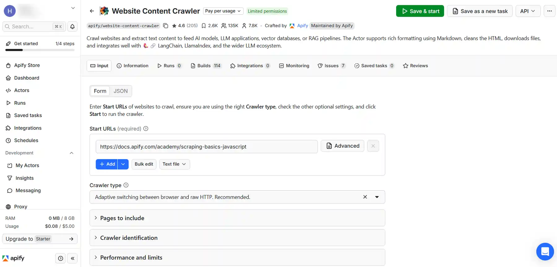 Apify Website Content Crawler