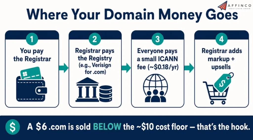 Infographic showing where domain registration money goes.