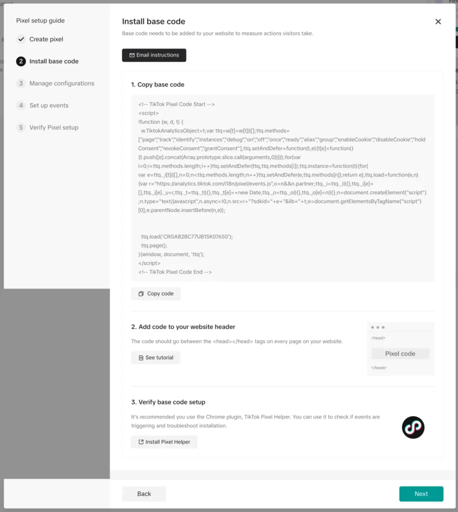 Install your TikTok Pixel