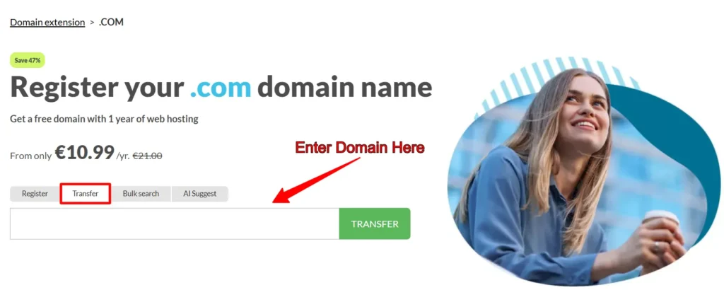 Enter Domain Name to Transfer to EuroDNS