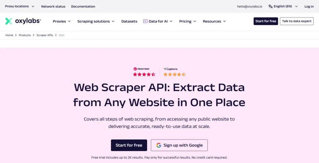 Oxylabs Web Scraper API