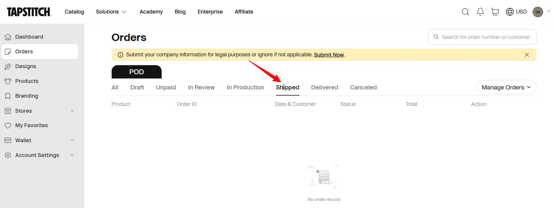 Tapstitch Shipping