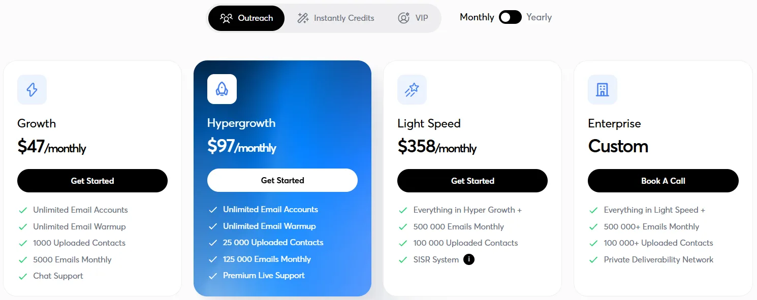 Instantly Pricing Plans
