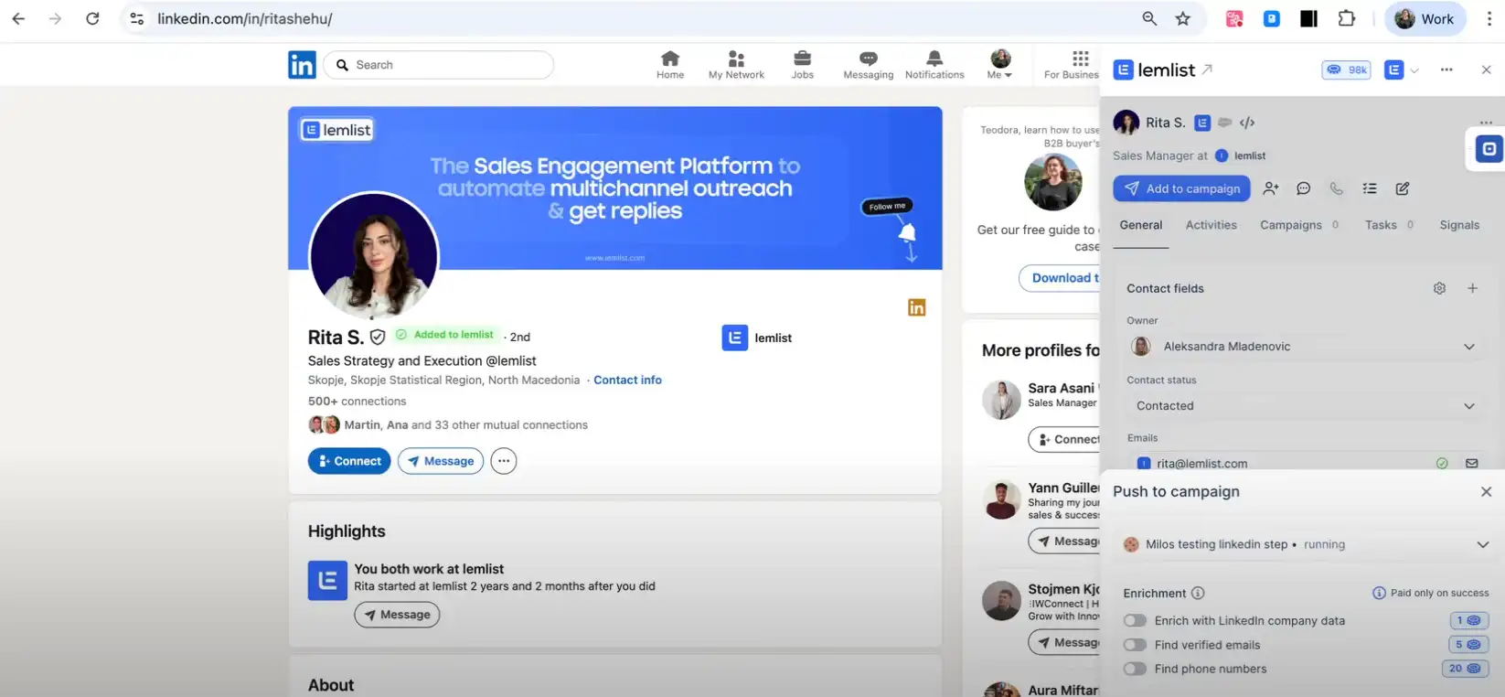 Lemlist LinkedIn outreach automation