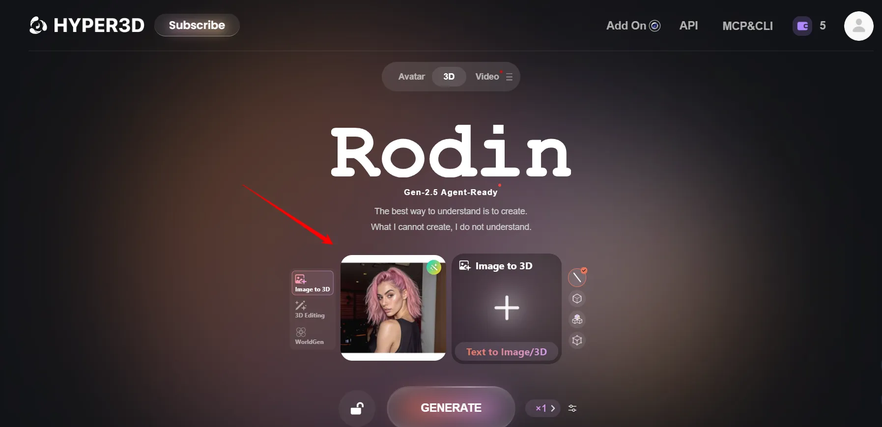 Open Rodin and Upload Your Image in Hyper3D